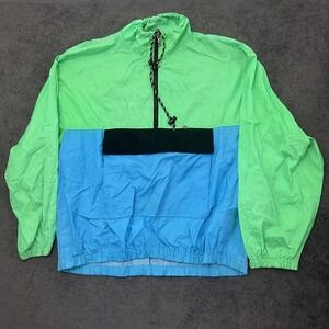 Vintage XSTATX 90s windbreaker jacket pullover size large color block green blue